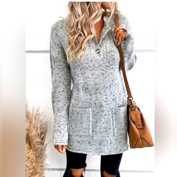 ❤️NWT❤️Grey Marbled Knit Sweater❤️💐Only one Women's size Large Left❤️ - Picture 3 of 7